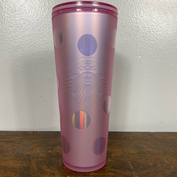 Starbucks/ Disney World pink metallic polka dot tumbler (no straw) 24 fl oz - Picture 2 of 8